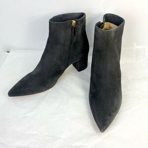 New L'Agence Women Jeanne Pointed Toe Graphite Brown Gray Suede Bootie Sz 42